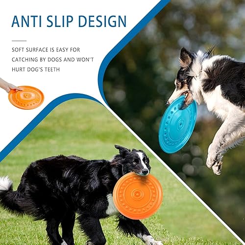 Miniatura 3 de Juguete de disco volador suave para perros masticadores agresivos, unisex, naranja, impermeable, grande, 9 pulgadas, redondo, al aire libre, tema de