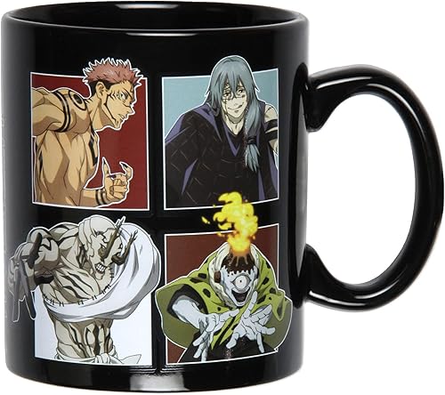 Miniatura 3 de JUST FUNKY Jujutsu Kaisen Anime Manga Multi Character Grid 16 OZ. Taza de café de cerámica taza de té