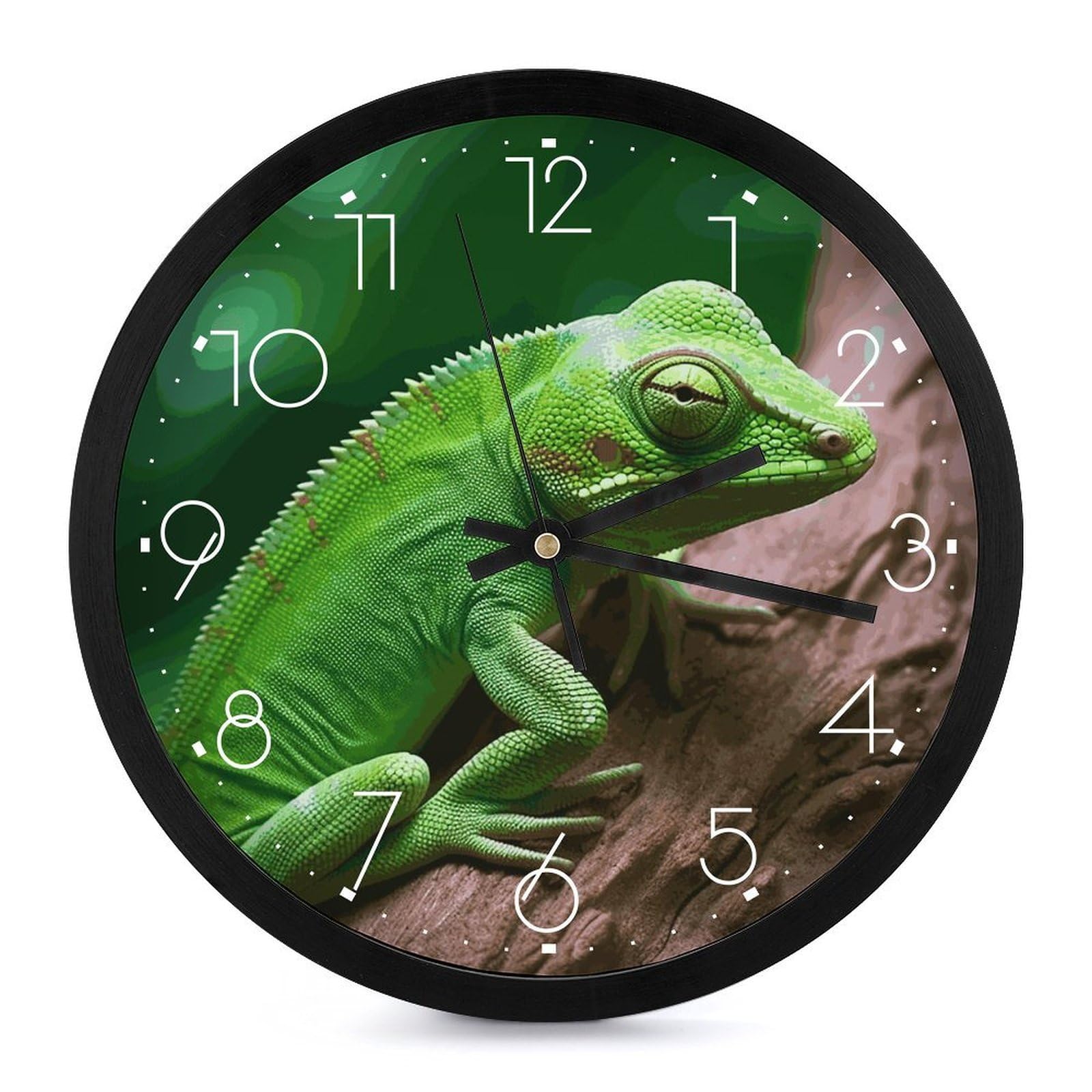 Horloge murale silencieuse 25,4 cm sans tic-tac lézard vert moderne