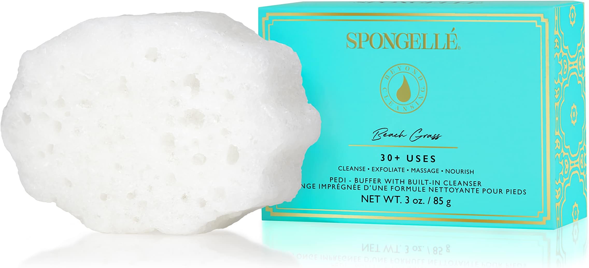 Spongellé Beach Grass Pedi Buffer Bath Sponge | Exfoliating Foot & Heel Scrub | Cleanse, Exfoliate, and Nourish in One Easy Step | Cruelty-Free, Vegan, Dermatologist-Tested, Made in USA | 30+ uses