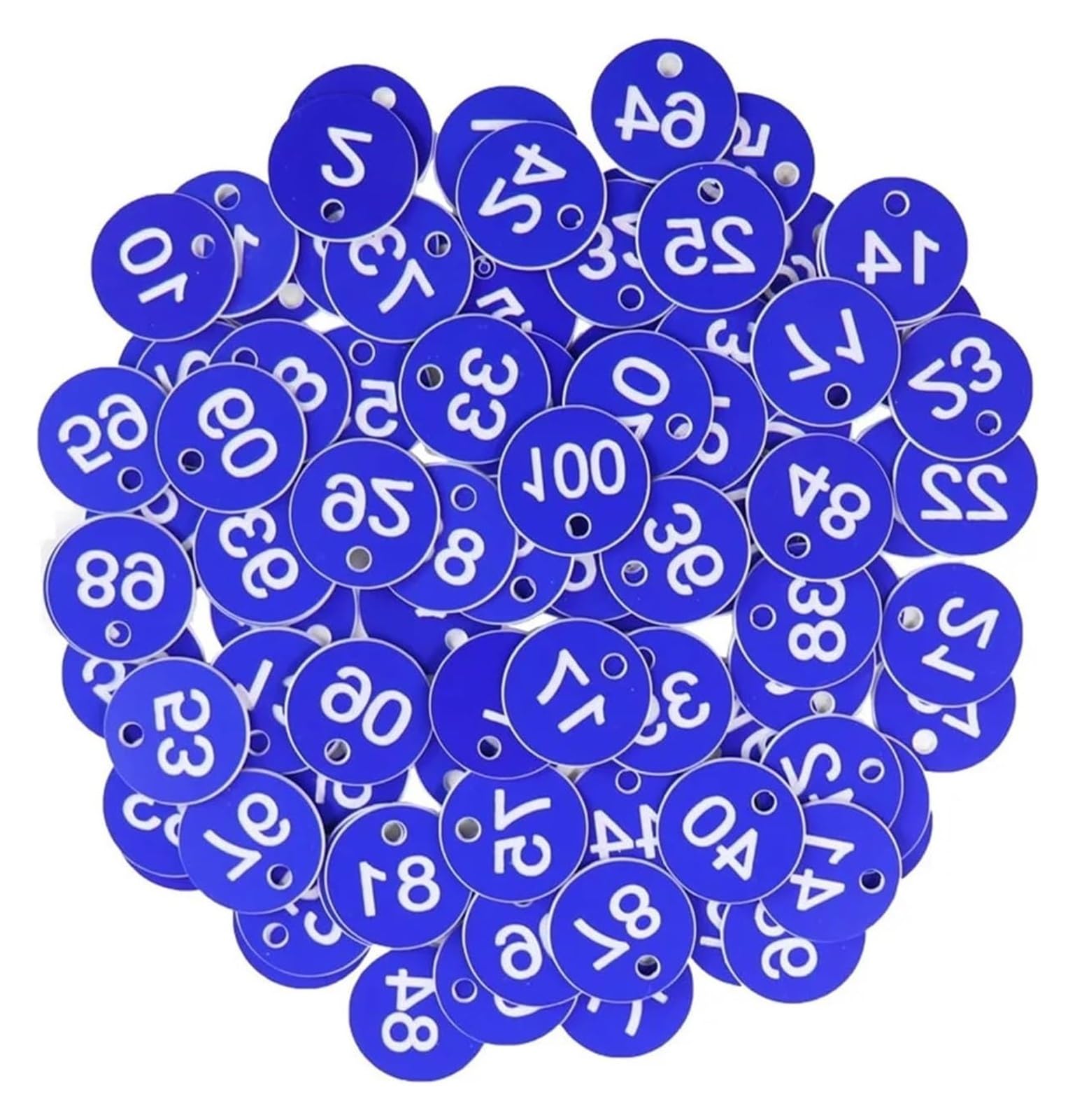 Plastikowe zawieszki z numerami, Okrągłe grawerowane przywieszki z numerami sekwencyjnymi ABS. Opakowanie 100 sztuk wielokolorowych o średnicy 3,5 centymetra(Green)