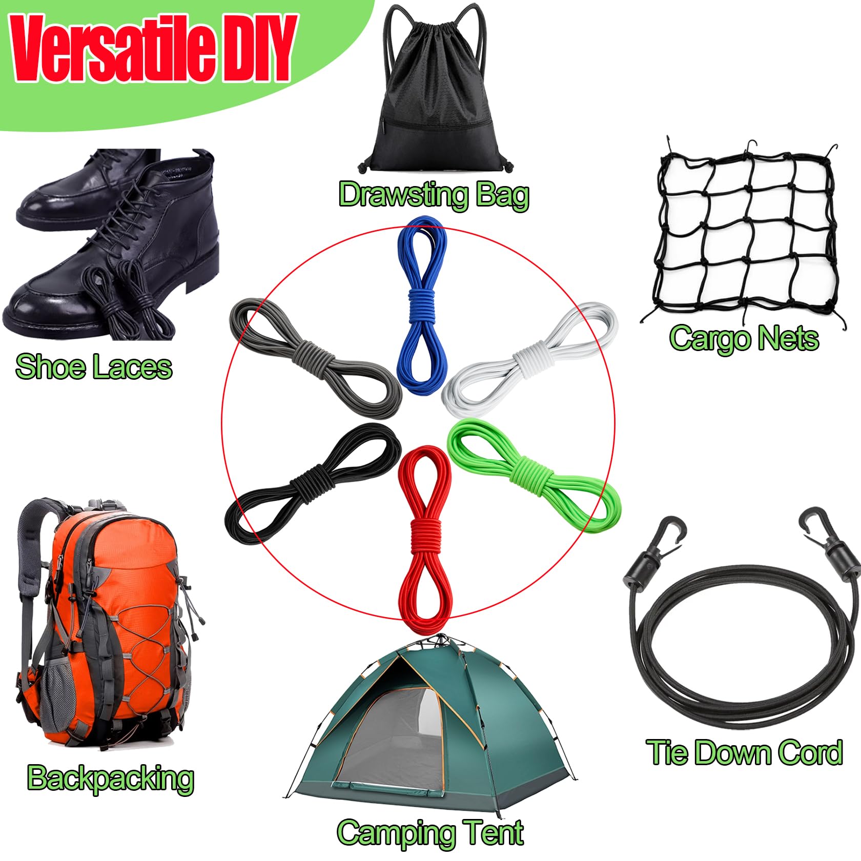 Corde élastique De 30 M Avec 30 Verrous De Cordon à Ressort