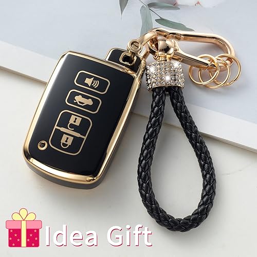 Miniatura 6 de Gematay Funda para llavero Toyota con cordón, funda compatible con Toyota Avalon Camry Corolla RAV4 Sequoia Highlander 4 botones Smart Key Holder