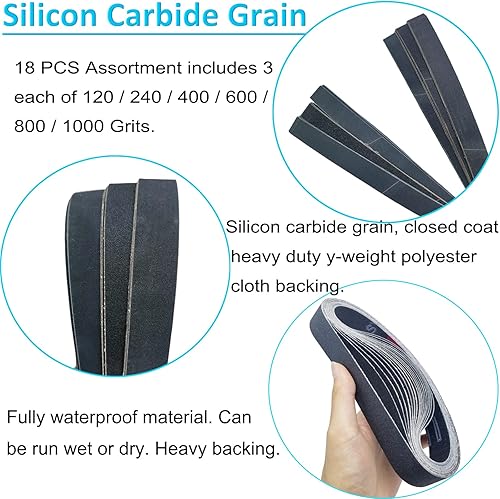 Miniatura 4 de Bandas de lijado de carburo de silicio de alto rendimiento - Bandas de lijado para afilado de cuchillos premium