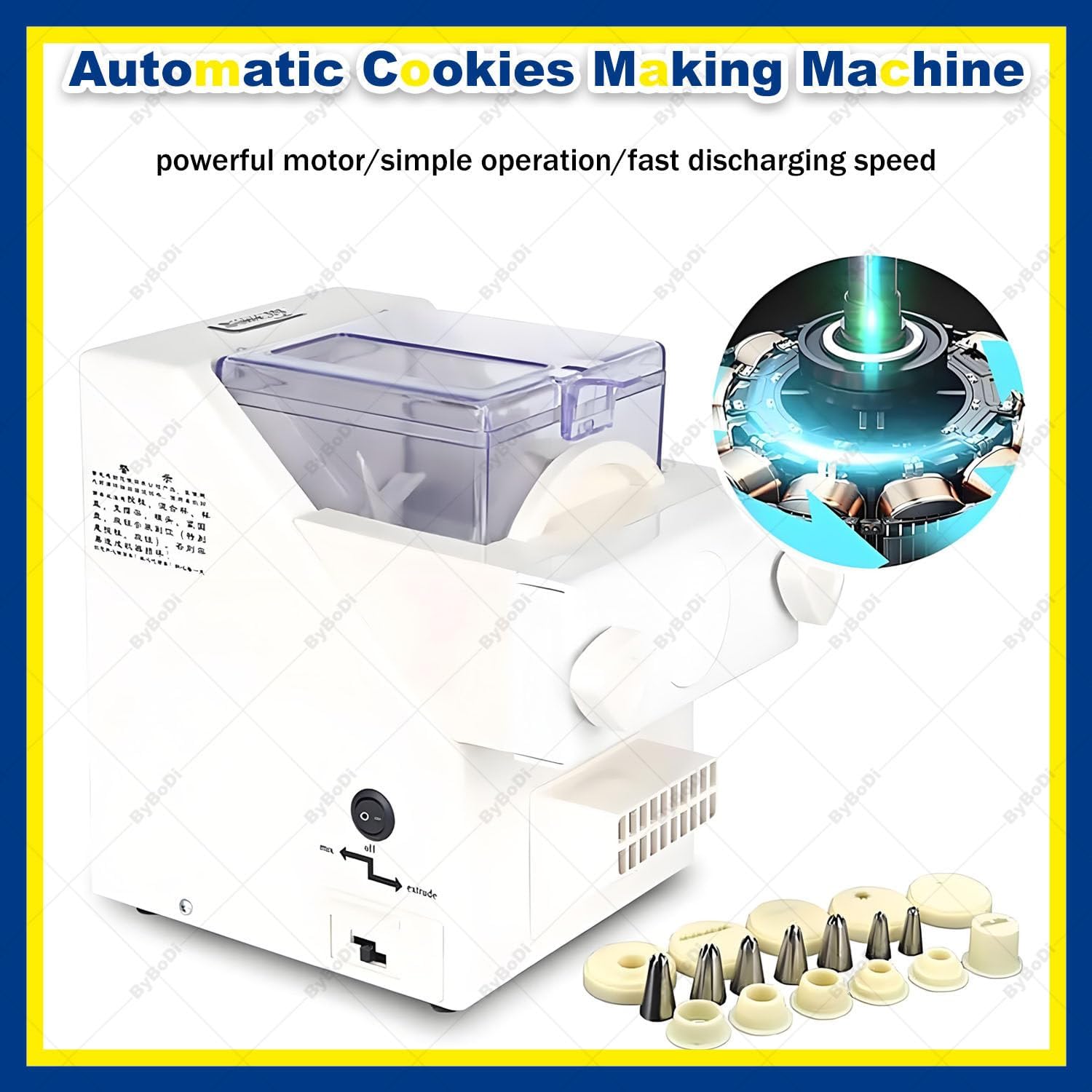 180W Biscuit Form Maker,Automatic Cookies Making Machine, with 8 Replaceable Nozzles,6 Cookie molds, and 12 Pasta molds, Cookie Press Biscuit Maker, for Homemade Baking, Dessert Shops