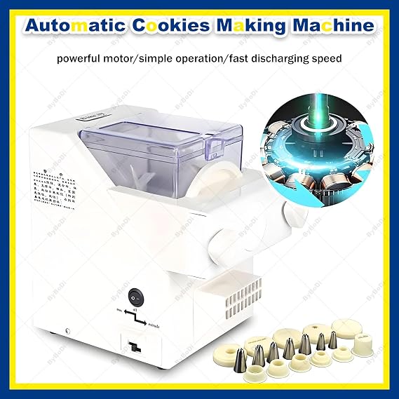 Automatic Cookie Making Machine 180W,Multifunctional Biscuit Form Maker Cookie Press Biscuit Maker,with 8 Replaceable Nozzles, 6 Cookie, for Homemade Baking, Dessert Shops