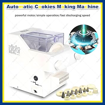 Automatic Cookie Making Machine 180W,Multifunctional Biscuit Form Maker Cookie Press Biscuit Maker,with 8 Replaceable Nozzles, 6 Cookie, for Homemade Baking, Dessert Shops