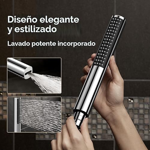 Miniatura 5 de Veken Lujoso cabezal de ducha de lluvia de metal de 10 pulgadas con mano, cabezales de ducha de lluvia de alta presión con brazo de extensión,