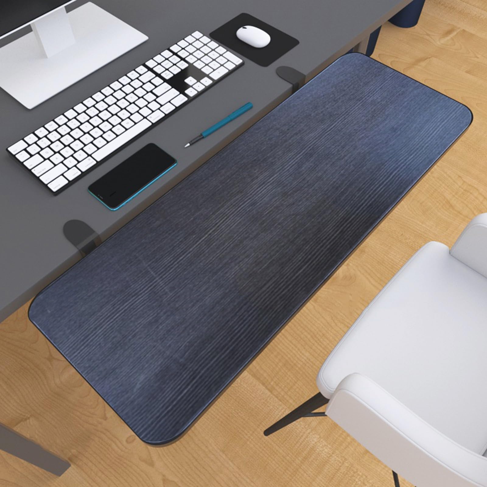Ergonomiczny podłokietnik na biurko, składane rozszerzenie biurka, regulowana taca na klawiaturę, 52, 60, 68, 76 x 24 cm, łatwy w montażu, drewniana platforma na klawiaturę, szara (A 60 x 24 cm)