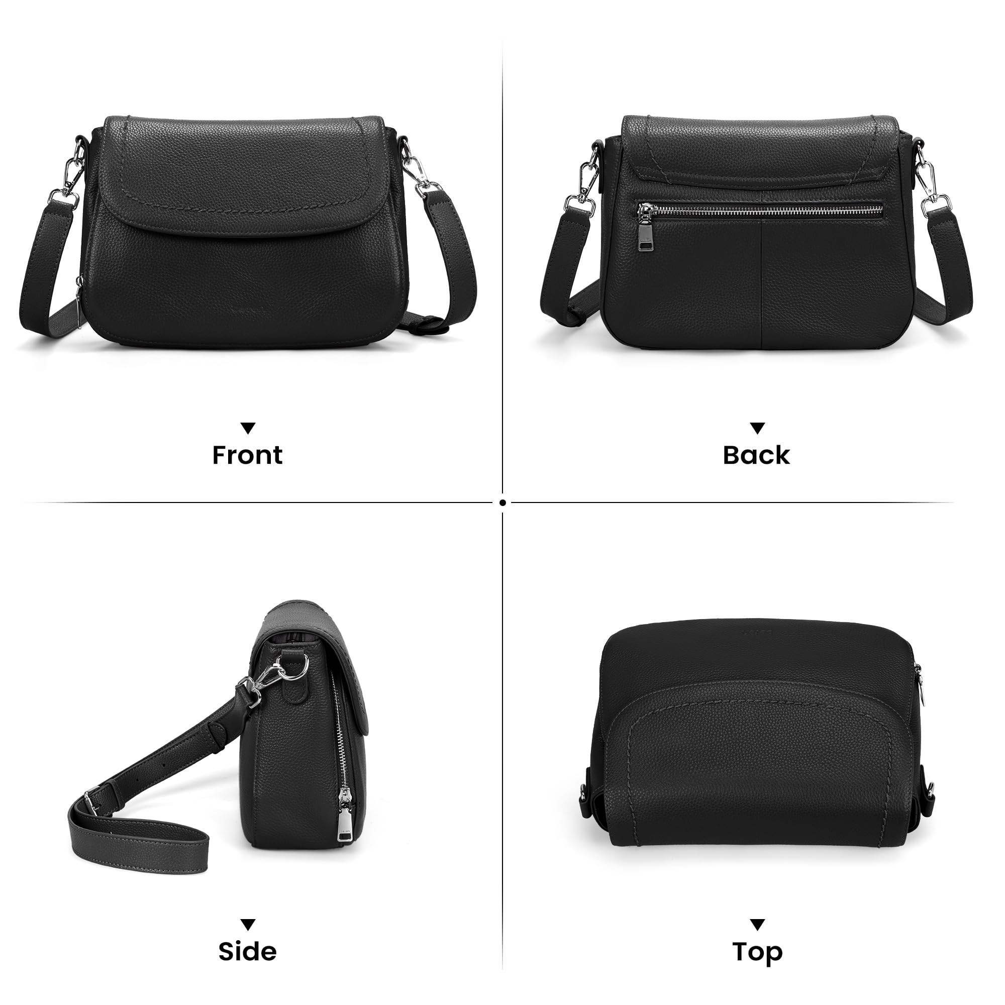 befen Torby crossbody z prawdziwej skóry dla kobiet z wbudowanym portfelem RFID, średnia damska torba podsiodłowa, torebka na ramię