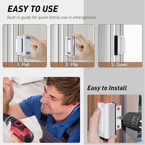 Miniatura 3 de Cerradura de puerta de seguridad para el hogar, cerradura de refuerzo de puerta a prueba de niños para puerta giratoria hacia adentro, cerraduras de