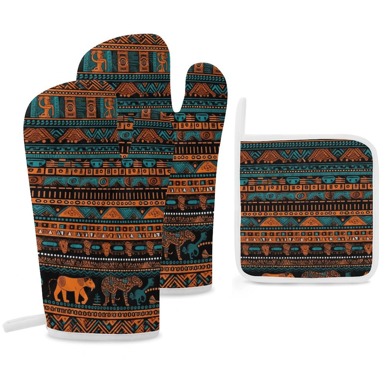 Gants de cuisine et maniques imprimés figurines animaux pour la cuisson au four