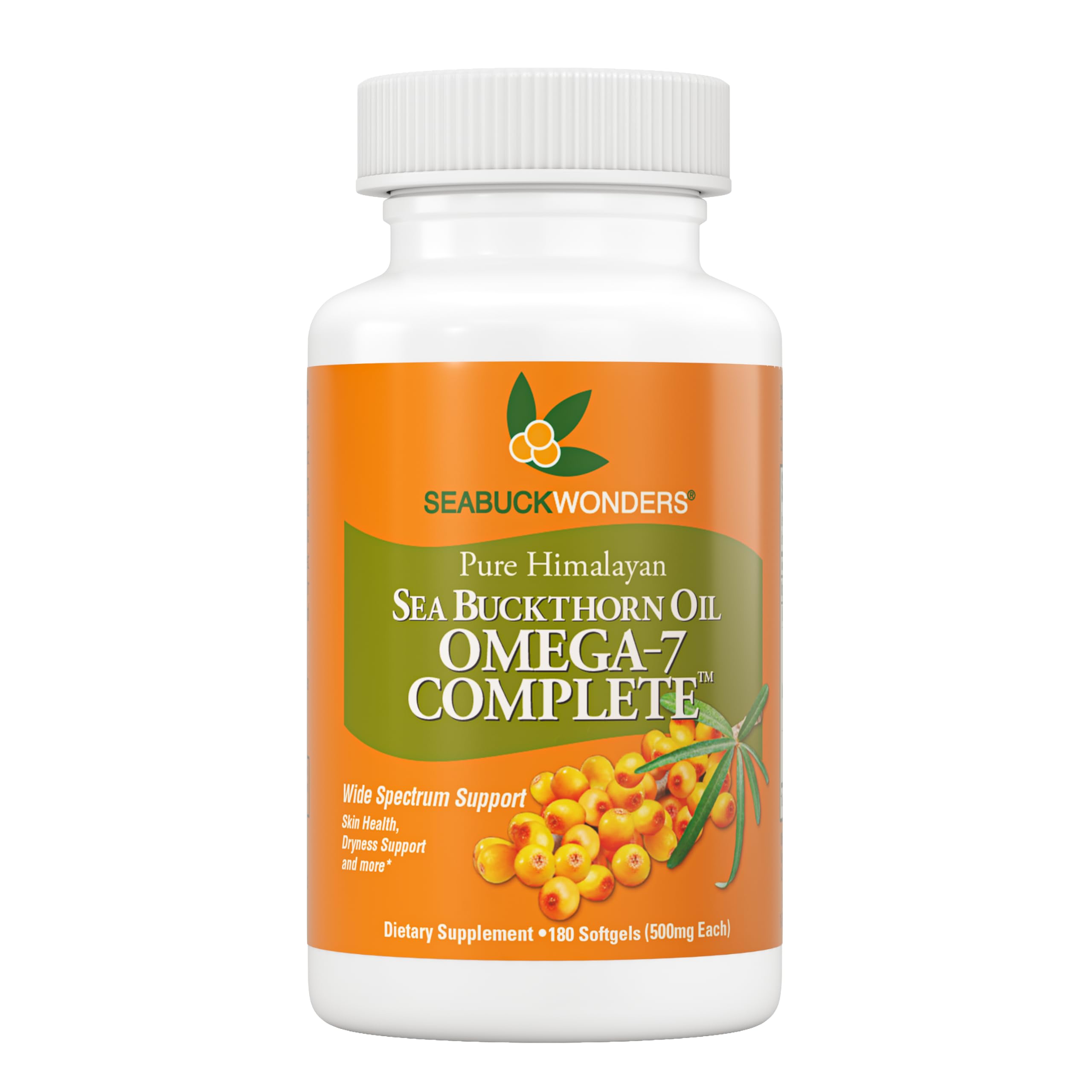 SeabuckWonders Organic Sea Buckthorn Oil, Omega-7 Complete, 180 Softgels Unflavored 180 Count (Pack of 1)