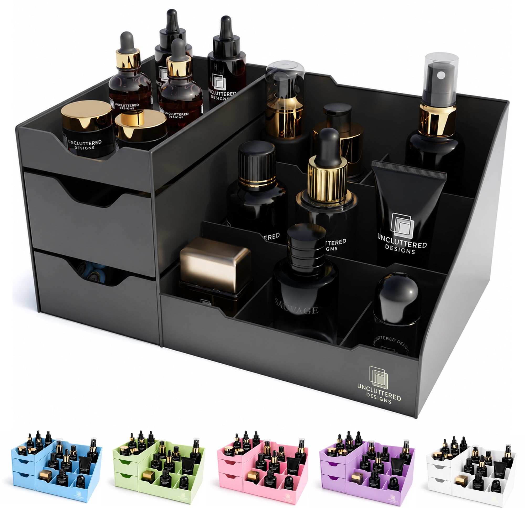 Uncluttered Designs - Organizador de maquillaje con cajones