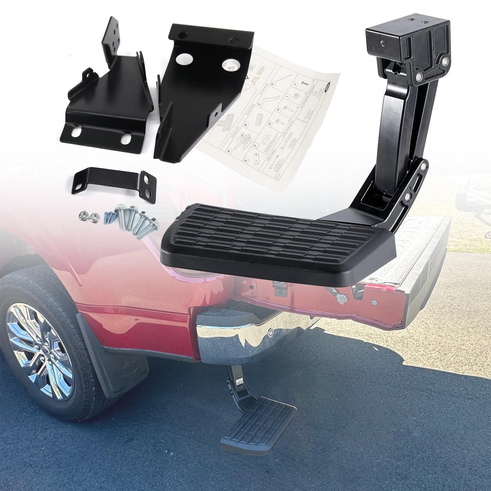 Photo 1 of F150 Rear Bed Step for Ford F-150 2021-2026 (Not Compatible w/Dual Exhaust) (Not Compatible Swing Tailgate) Truck Bed Side Step Retractable Bumper Step Tailgate Bedstep Replace# 75328-01A 7532801A