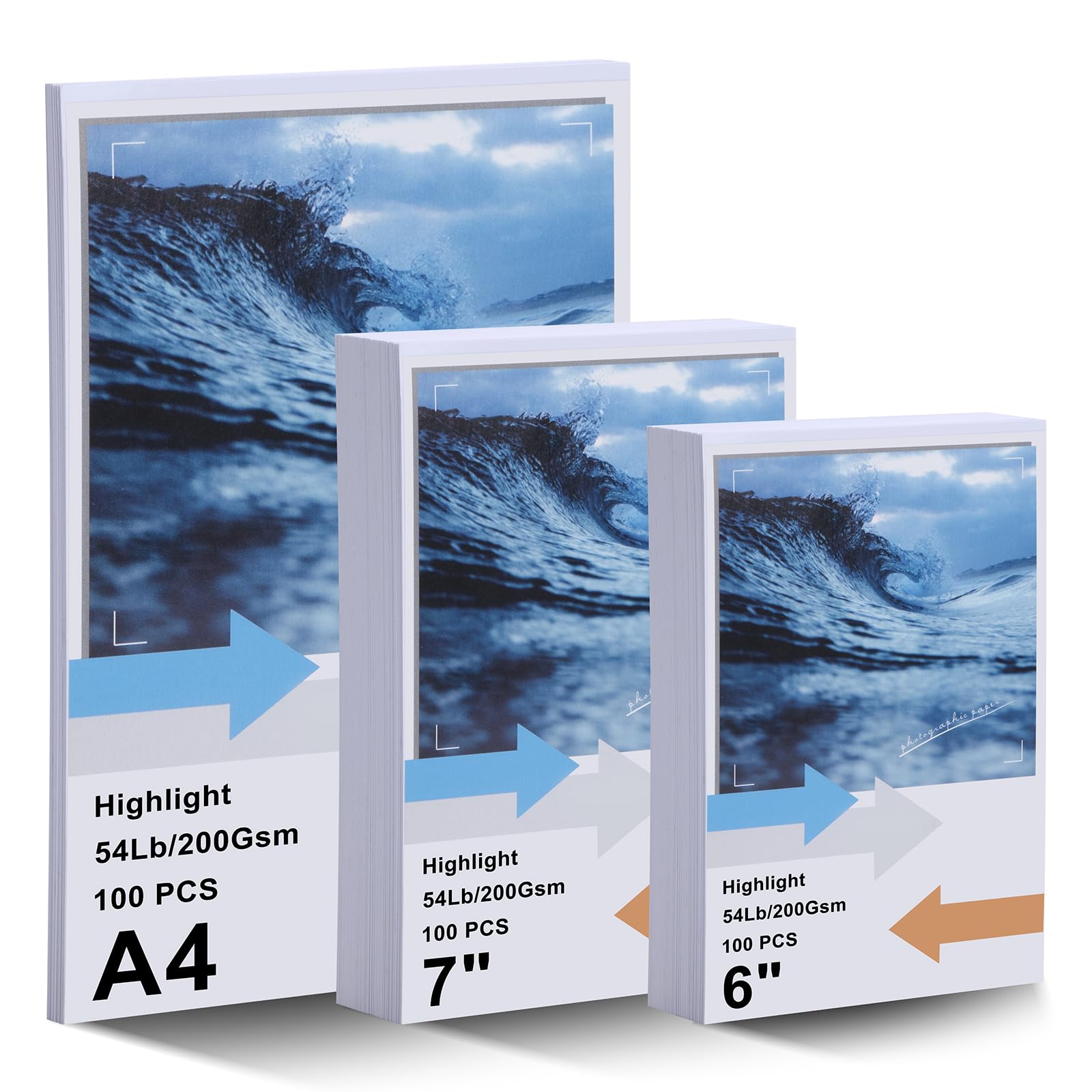 Photo Paper 6 inches 7 inches A4 Picture Paper for Inkjet Printer Photographic Instant Dry for Normal, Dye or Pigment Ink 220 Pack/200 GSM