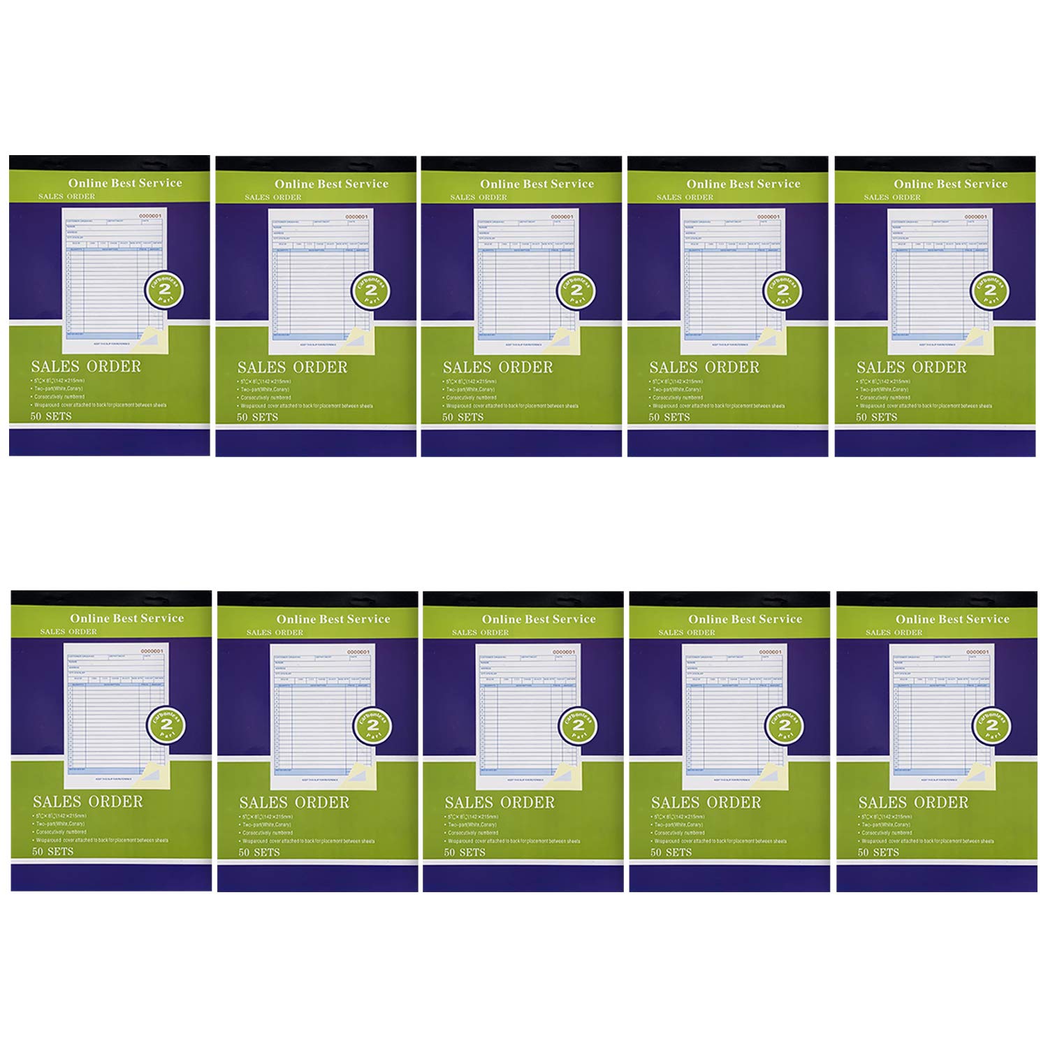 10 Stück großes Verkaufsbuch Quittung Rechnung Duplikat selbstdurchschreibend 50 Sets 14 x 20,3 cm