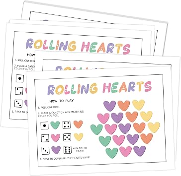25pcs Valentines Candy Dice Game - Rolling Hearts, Funny Valentines Day Games for Adults, Galentines Party Games for Family & Class Activities, Galentines Party Favors, 02