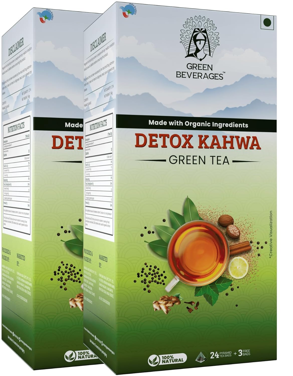 Green Beverages Slimming Detox Kahwa Green Tea Box (27 Pyramid bags