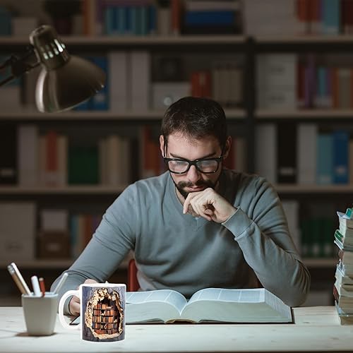 Miniatura 4 de Regalos para amantes de los libros, tazas de café de cerámica 3D con agujero de pared, estantería creativa 3D impresa, tazas de café de cerámica,