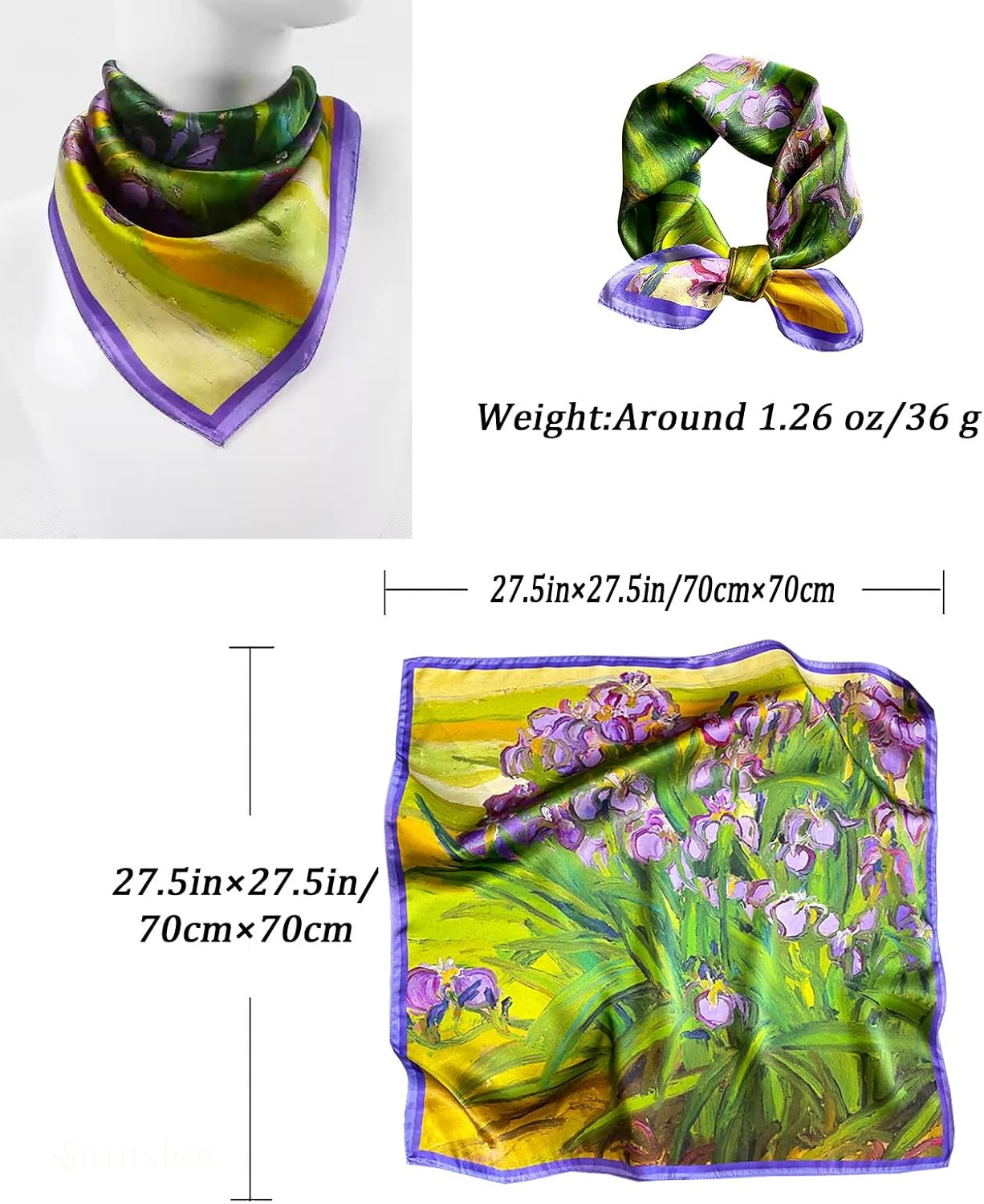 Neck Scarf For Womens Silky Head Scarves Hair Bandanas Square Scarf Fashion Accessories lightweight - Image 3