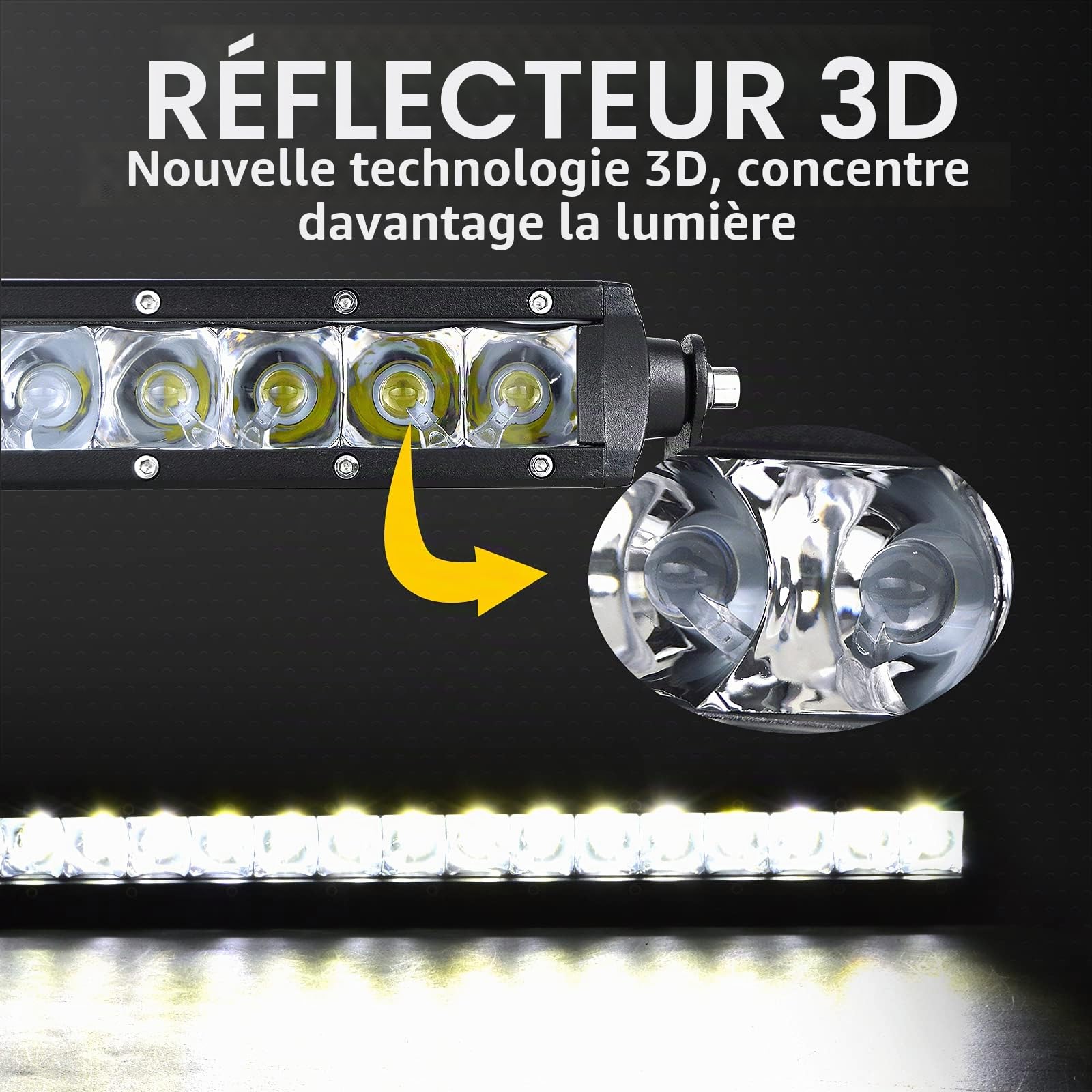 RIGIDON 50 cm 20 Pouces 90W Slim LED Light Barre avec 12V Faisceau kit