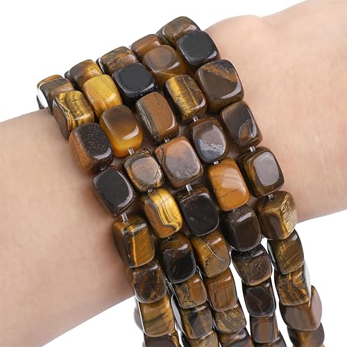 Miniatura 4 de Cuentas de piedra natural de ojo de tigre amarillo en forma de cuboide semipreciosas sueltas para hacer joyas 8mmx12mm 38cmhebra