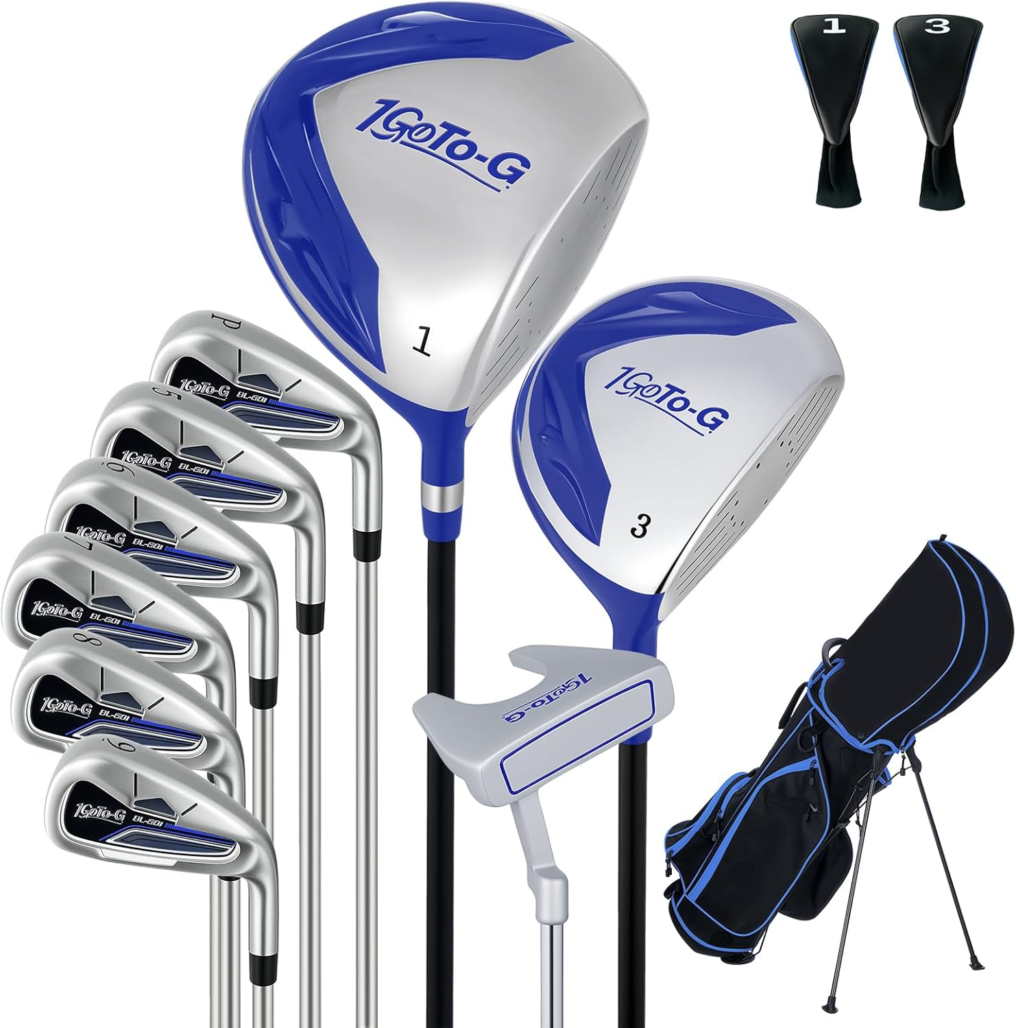 Golf Clubs Set for Men, Complete Mens Golf Clubs Full Set Right Handed Includes Stand Bag with Rain Hood, 1#Driver 3#Wood 5# 6# 7# 8# 9# PW# Irons and Putter