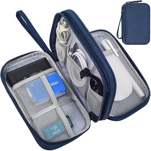 Universal Electronics Accessories Case, Waterproof Portable Cable Organizer Bag, Multifunctional Travel Digital Accessories Storage Bag, Navy Blue