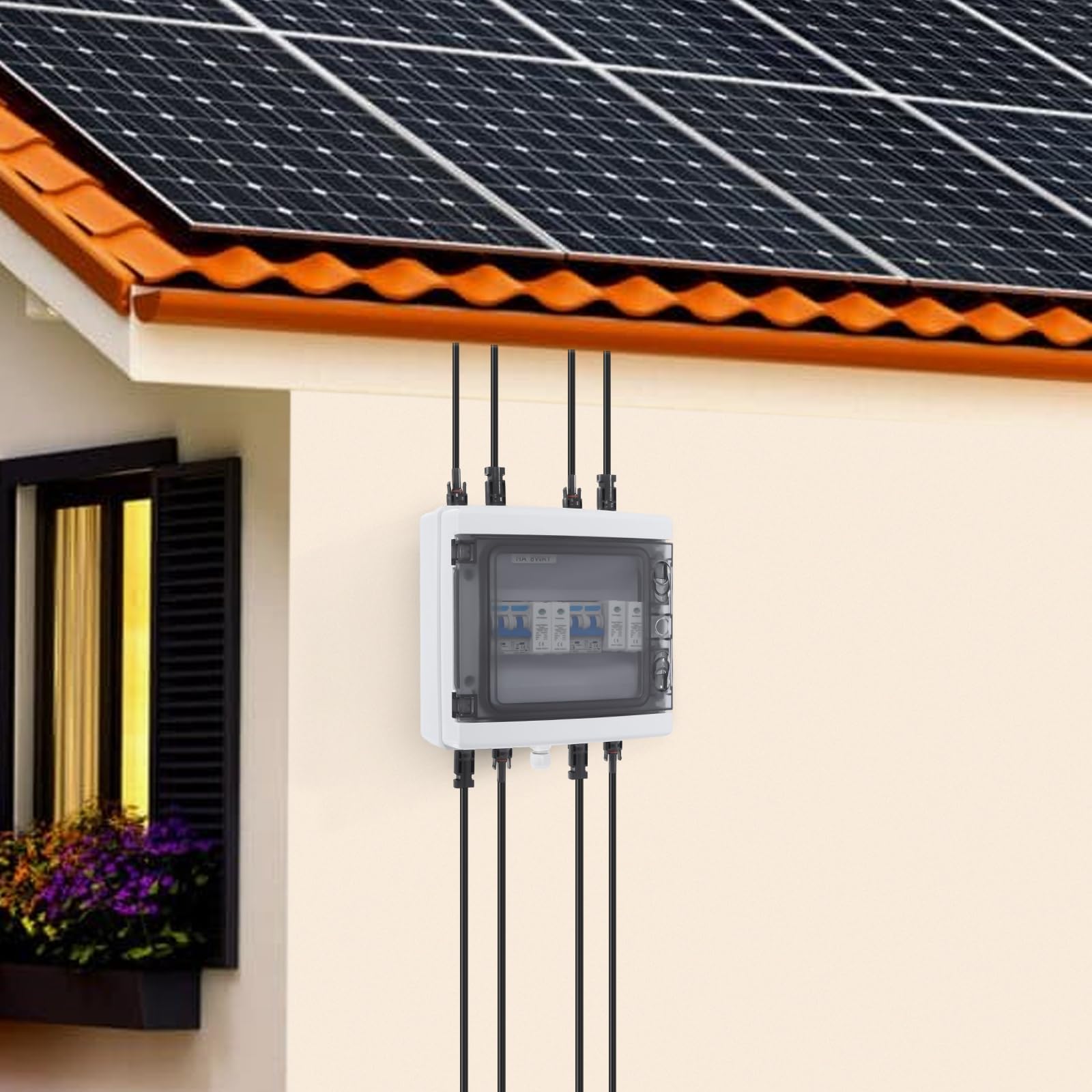 Solar Verteilerkasten 2-in-1 Ein- und Ausgang 25A 1000V DC IP65 IK10 Überspannung Blitzschutz Überlastschalter Solartrenschalter für Solaranlage Wohnmobil Wechselrichter