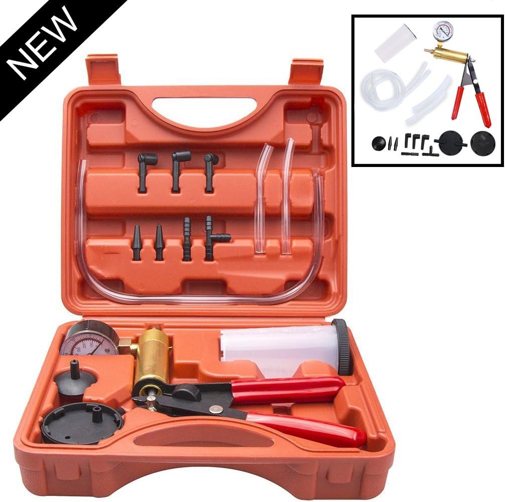 Handheld Vacuum Pump Set Tester for Automotive with Adapters Brake Bleeder Test Kit