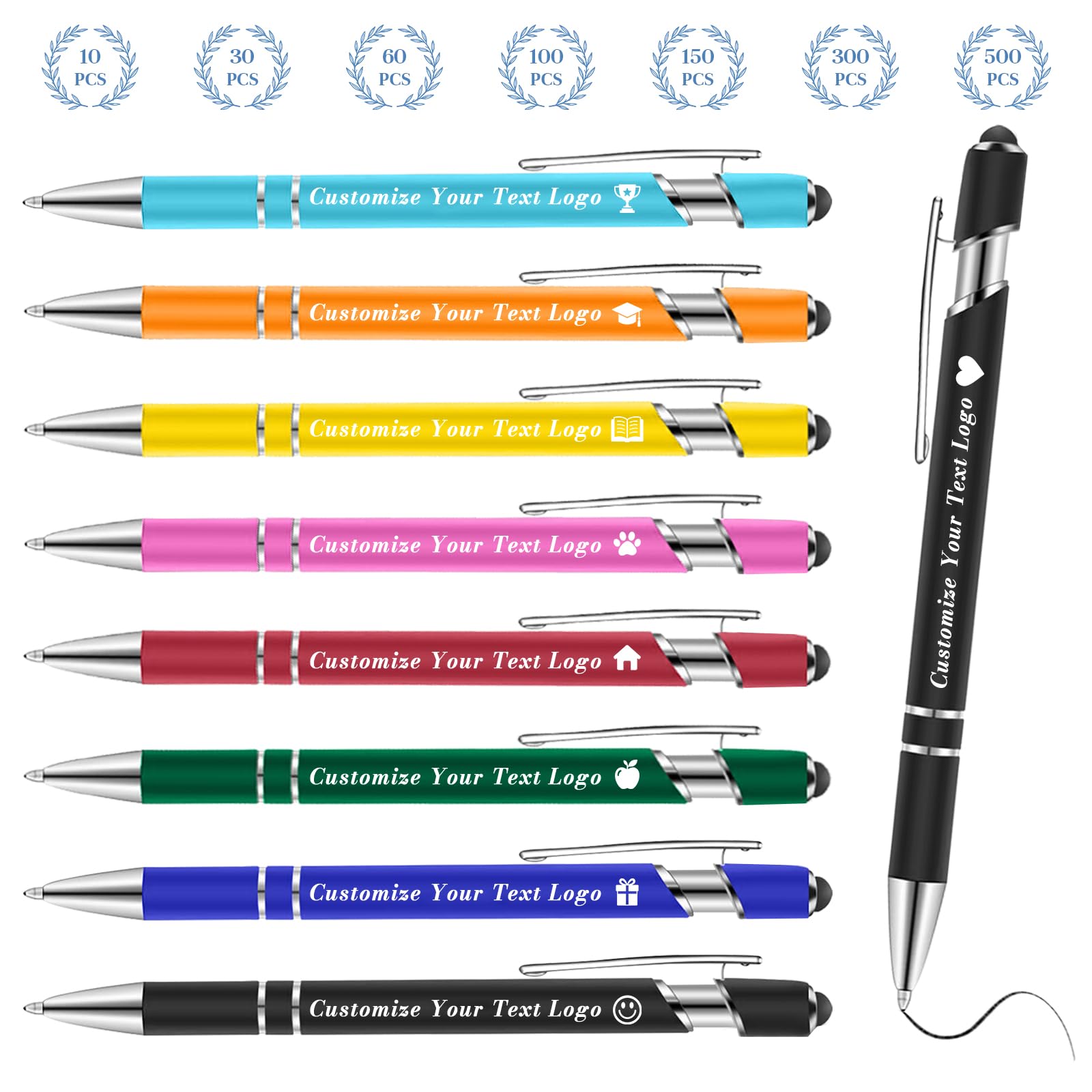 VJY Personalised Pens Personalised Pens Bulk with Name Logo Text