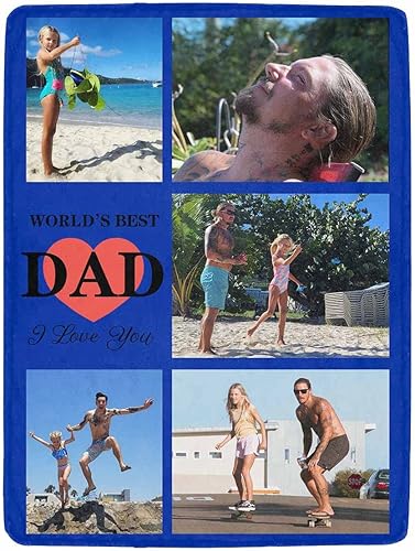 Miniatura 3 de D-Story Manta personalizada con texto fotográfico, manta personalizada con imagen, regalo conmemorativo para papá y familia en el día del padre,