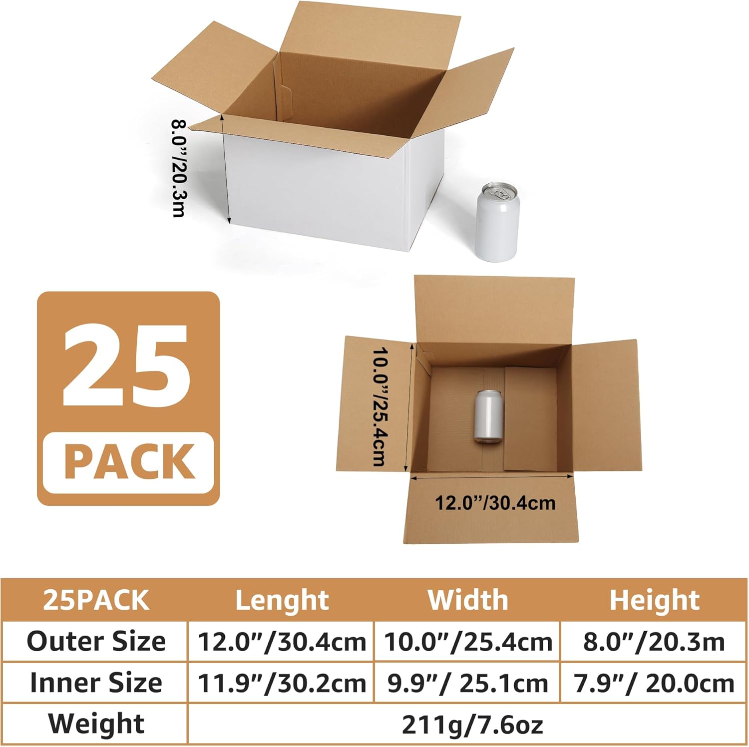 EXYGLO 15 Pack 12x10x8 Shipping Boxes for Small Business, White Corrugated Cardboard Small Box for Packaging, Moving, Mailing, and Storing 12x10x8 Inch 15 Pack White