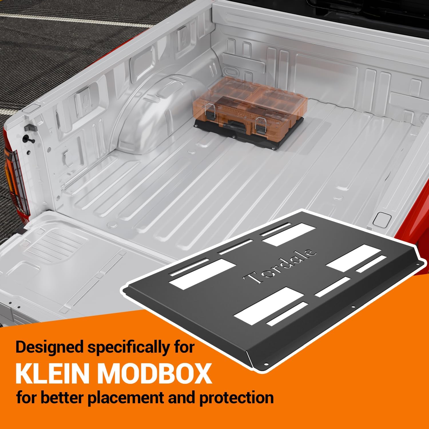 Full Width Mounting Plate for Klein MODbox, Heavy Duty Alloy Steel Toolbox Bracket with Mounting Holes, Modular Tool Storage System Accessory