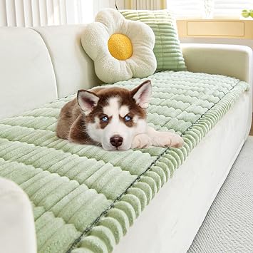 Couch Covers for 3 Cushion Sofa Washable, Soft Sofa Covers for Pets, Pet Friendly Couch Cover for Dogs, Non-Slip Sofa Slipcovers Furniture ProtectoSize90x120cm/35.4x47.2,ColorGreen