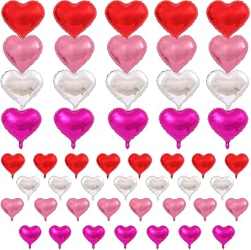 50 Pcs Heart Balloon 20 Pcs 10 inch 30 Pcs 5 inch Mini Balloon for Wedding Bridal Shower Anniversary Valentines Day Engagement Marriage Party Decorations Supplies