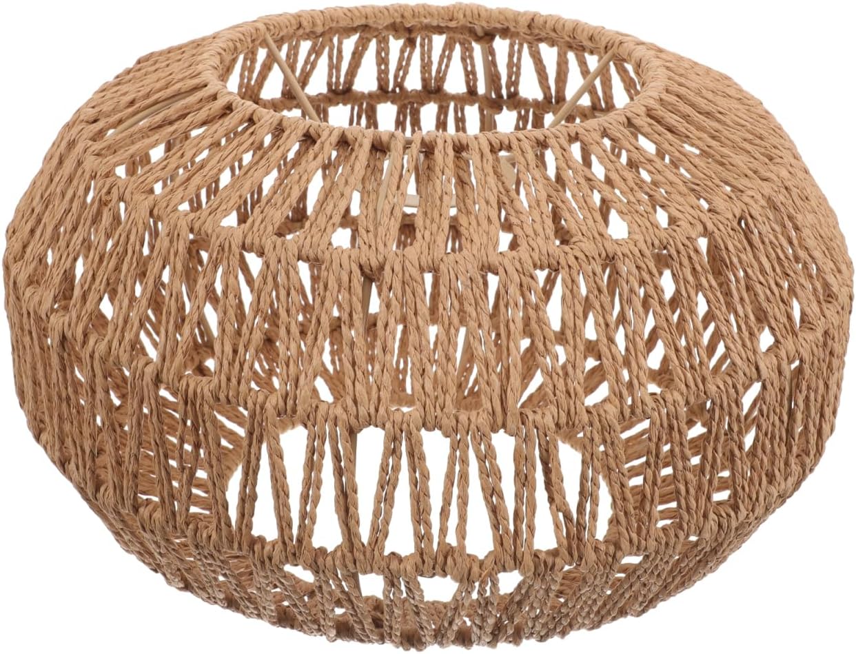 Woven Pendant Lamp Shade, Vintage Rattan Weave Chandelier Lampshade Light Cover Ceiling Rattan Hanging Lamp Shade Light Fixture Basket for Table Floor Lamps