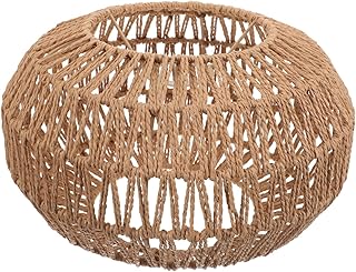 Angoily Vintage Woven Paper Rope Hanging Light Cover, Round Lampshade for Dining Room, Tea Room, Hot Pot Restaurant, 11.81X11.81X7.08 Inches, Light Brown