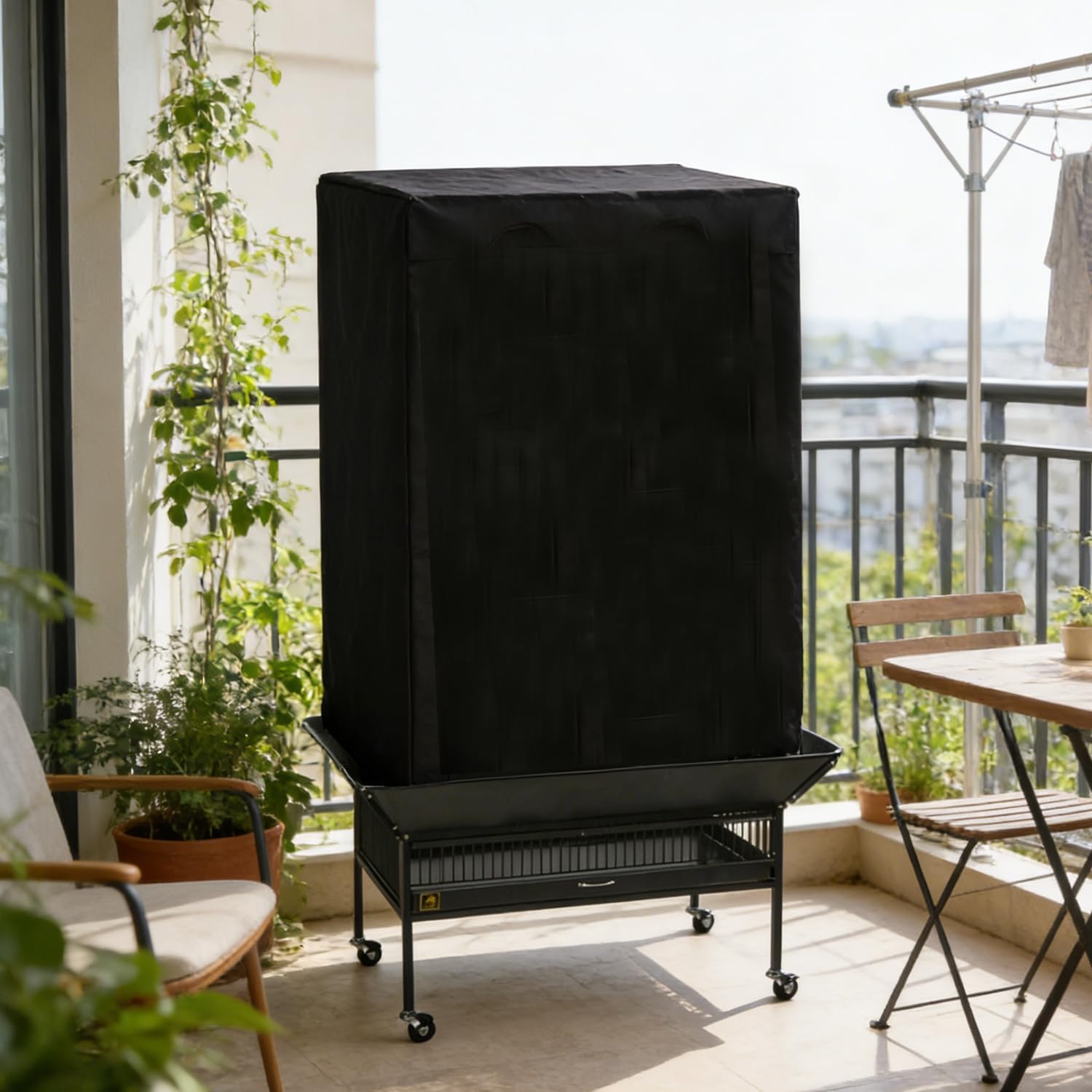 Cover Compatible with Prevue Pet Large Bird Cage Cover - Fit 3154 & 3153, 420D Black Fabric Bird Cage Covers for Night, 36" L x 24" W x 49" H