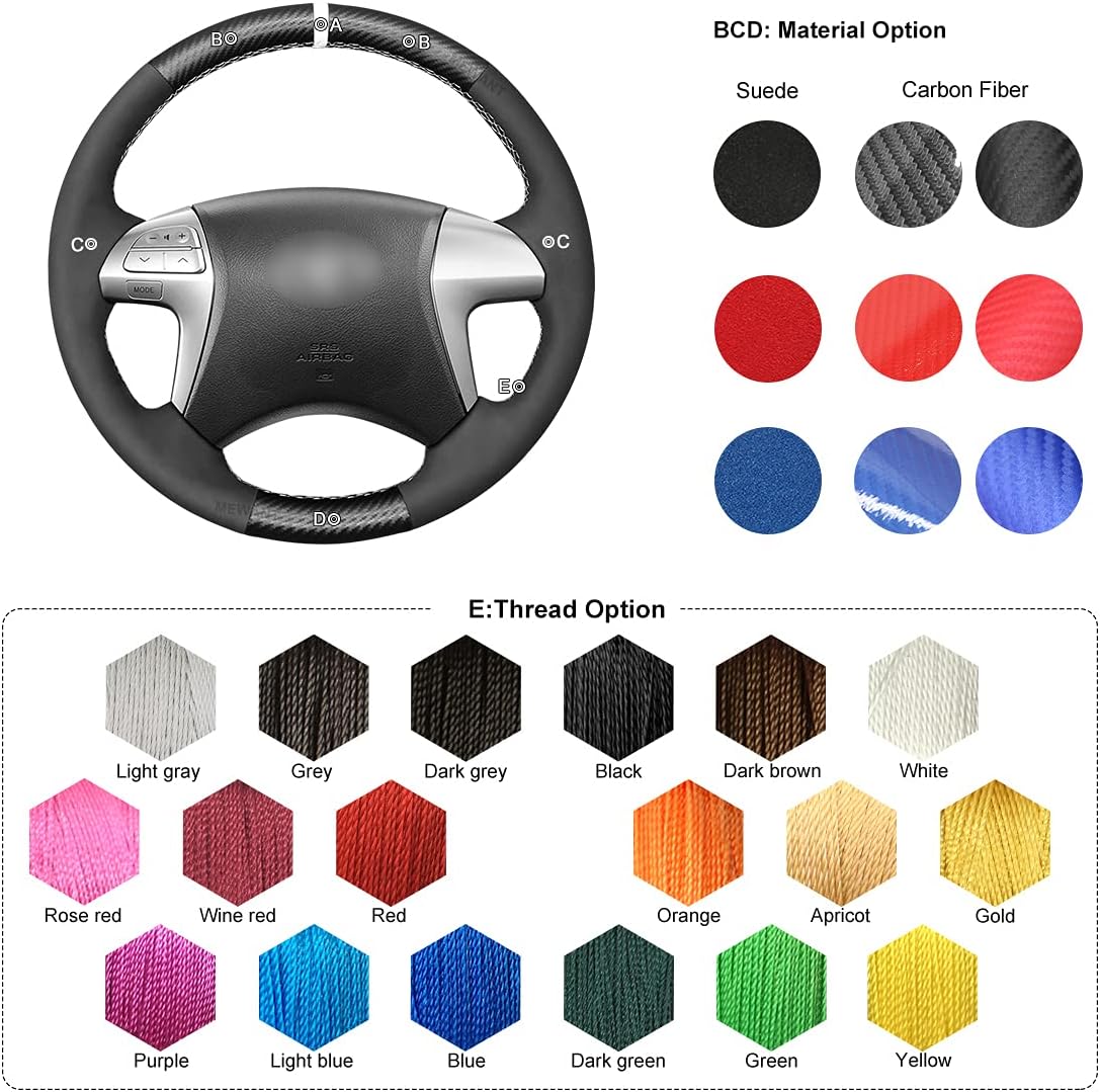 MEWANT Steering Wheel Cover for Toyota Camry 2007-2011 for Highlander 2008-2014 Hand-Stitched Car Steering Wrap
