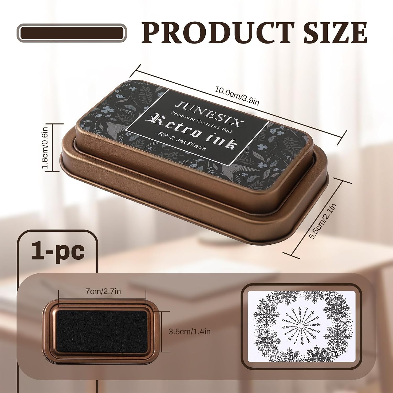Black Stamp Ink Pad with Metal Case, Washable, 2.7" x 1.4" | Even Ink Distribution, Quick-Drying, Wood, Silicone & Rubber Stamp Compatibility, Paper Card Fabric Fingerprint Craft Use