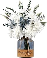 Vista 14 de Leftover Flores falsas en jarrón, flores artificiales en jarrón, centros de mesa para comedor, centros de mesa de flores para mesas, flores