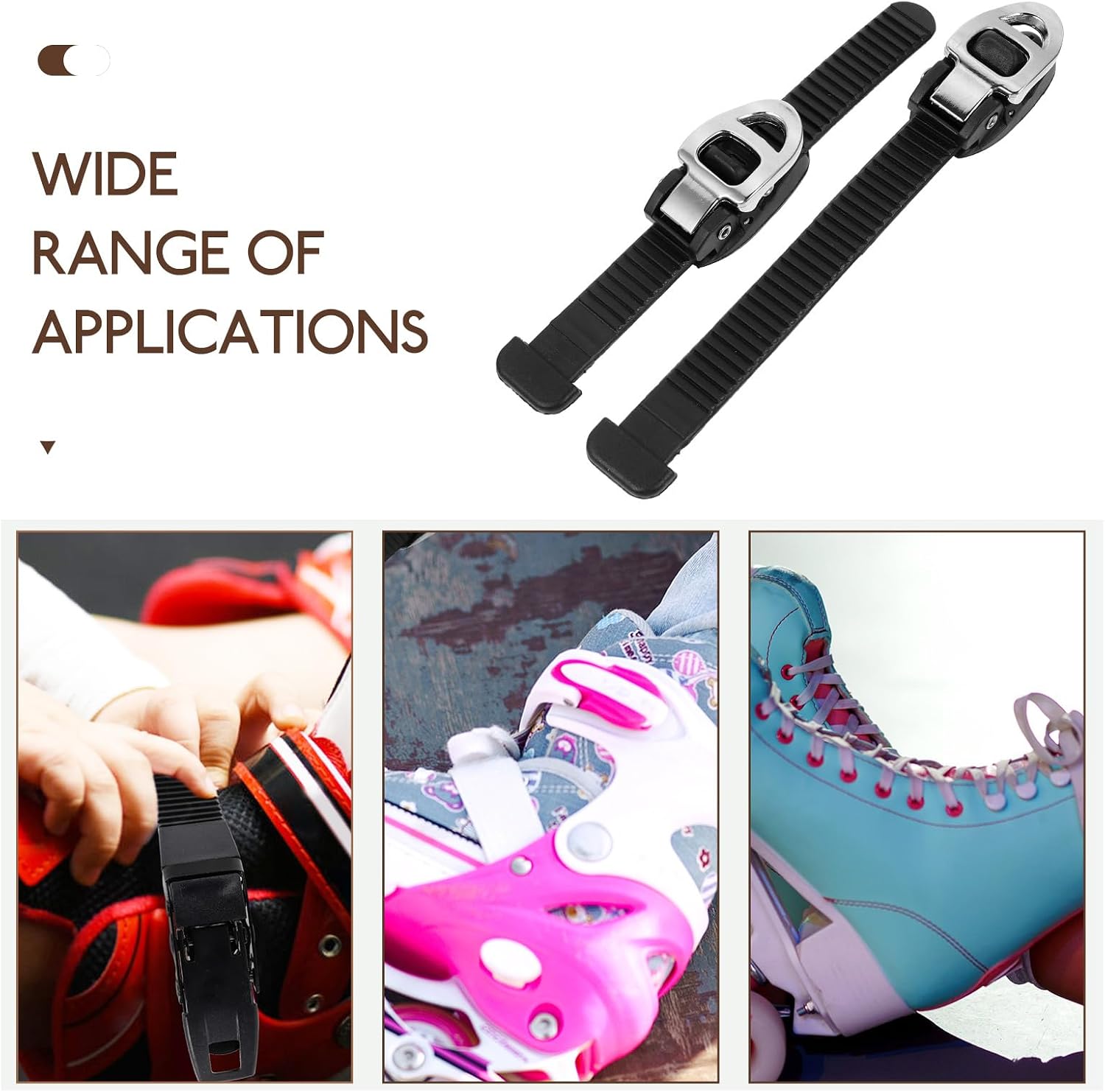 Yardwe 6 Pcs Skate Buckle Inline Roller Skate Strap Roller Skate Belt Replacement Roller Skates Buckles Buckle Strap for Ice Skates Roller Skate Supplies Fixing Buckle Straps PVC Portable, Blackx3pcs