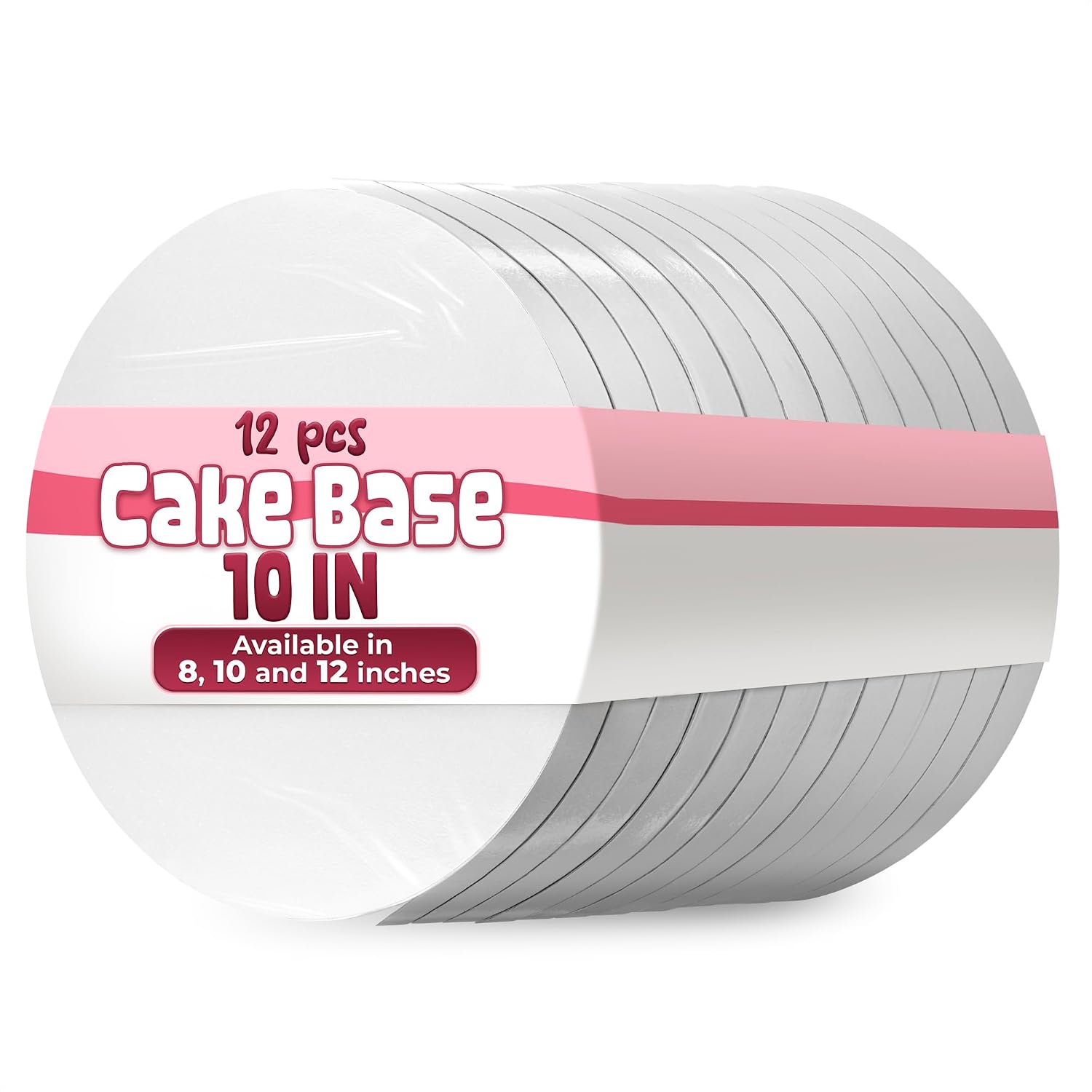Set of 12 White Cake Drums 10 Inch Round