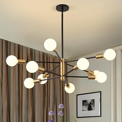 KAISITE Modern Chandelier Dining Room Light Fixture Over Table 10-Light