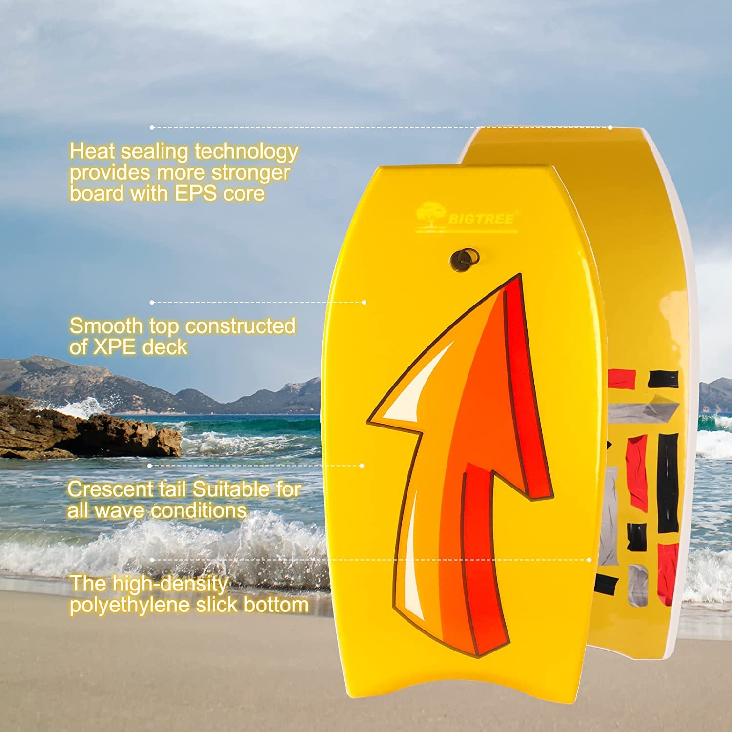 Body Board Kids Bodyboard 37 Inch/41 Inch Super Lightweight Body Board ...
