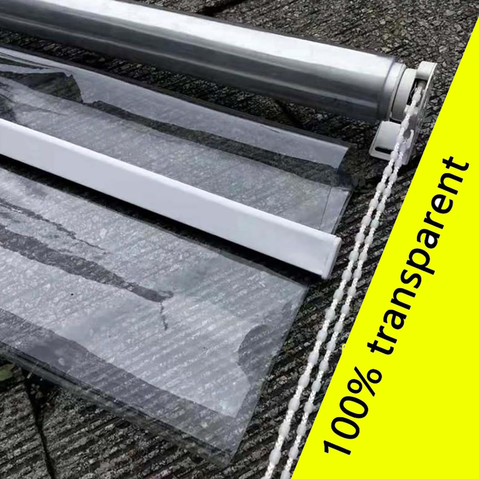 Store à enroulement en plastique vinyle, stores transparents robustes, rideau de fenêtre imperméable avec raccord, Étanche Poussière Volets Roulants avec Side-Pull ( Size : W110xH200cm/W43.3xH78.7in )