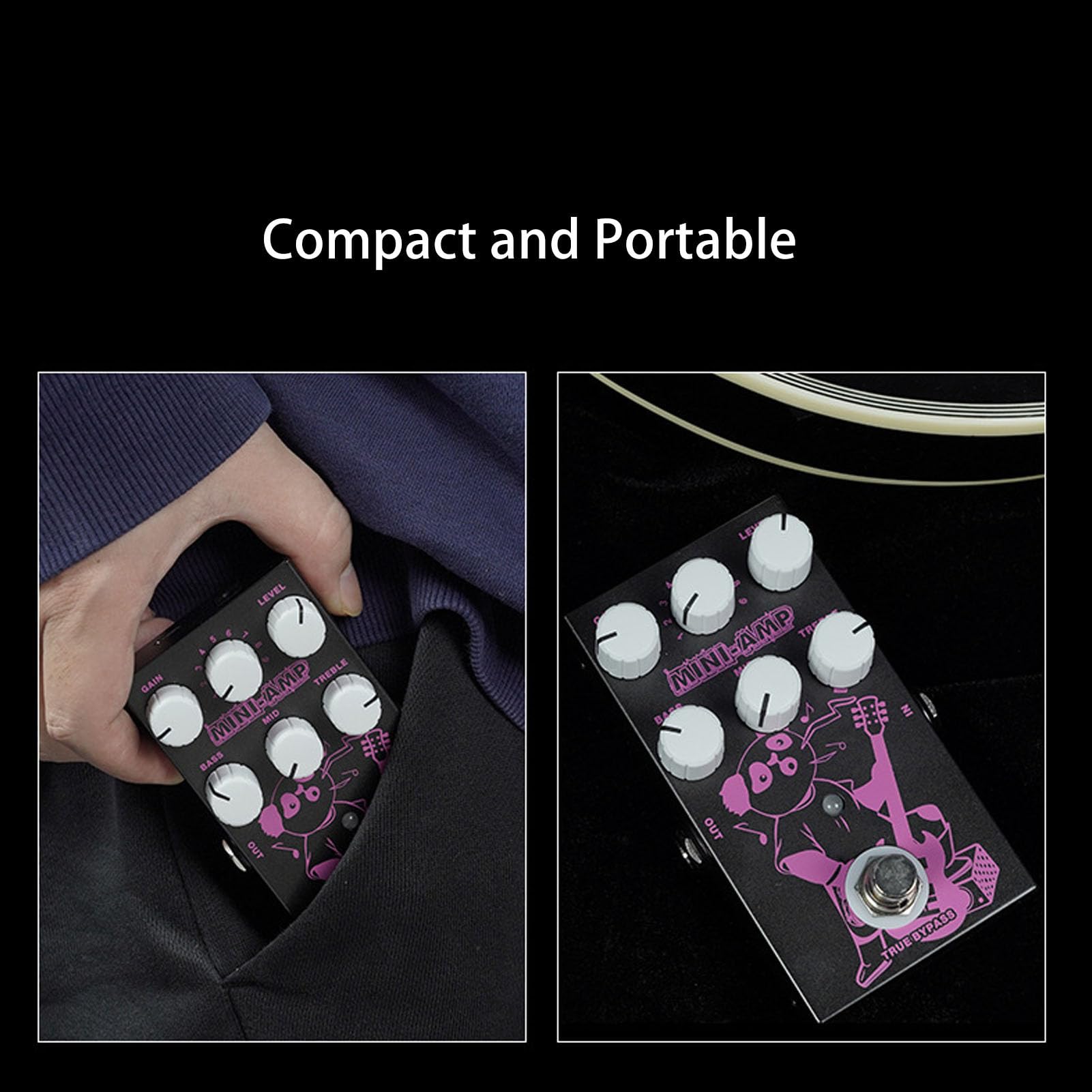 RiToEasysports Pedal de Efectos Guitarra, 9 Tonos Amplificador Clásicos y EQ 3 Bandas Pedal Guitarra Eléctrica Múltiple para Práctica de Interpretación, Músicos Principiantes y Profesionales
