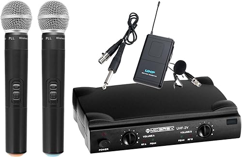 McGrey UHF-2V1I Dual Vocal Instrument Funkset mit 50m Reichweite  Wireless Komplettset mit Handmikrofonen  Bodypack  Lavaliermikrofon und Gitarrenkabeln  Betriebsdauer Std   schwarz